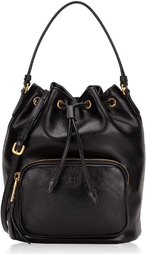 bacchette prada nere|Prada Women's Sechiello Nero Black Glace Calf Leather Bucket .